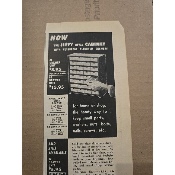 1948 Vintage Tool Advertising Jiffy Metal Cabinet, Kaytee Products 3.75" X9.5" - Picture 2 of 8